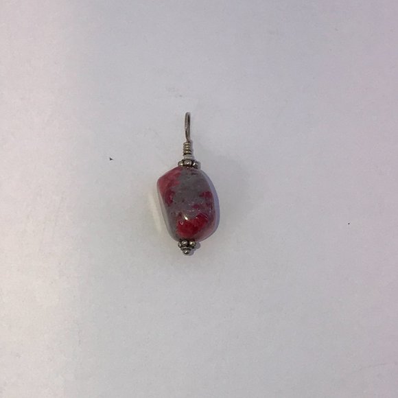 Red and Grey Stone and Silver Pendant - Picture 6 of 9